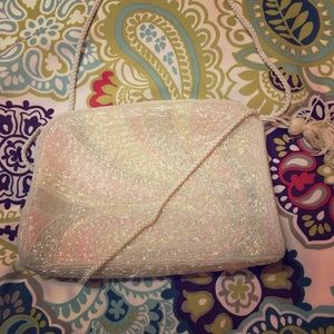 3/$30  Carla Marchi pink and cream beaded bag